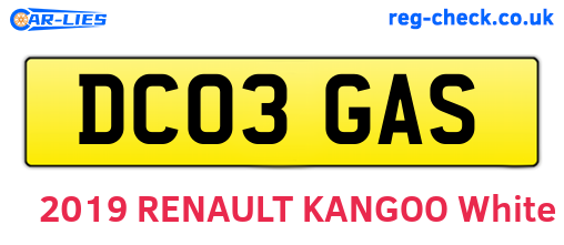 DC03GAS are the vehicle registration plates.