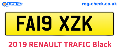 FA19XZK are the vehicle registration plates.