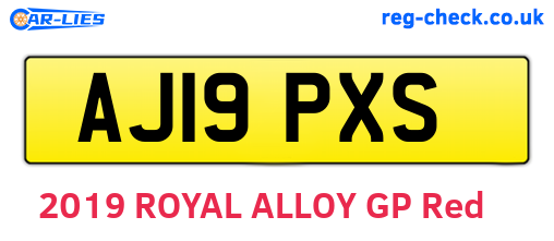 AJ19PXS are the vehicle registration plates.