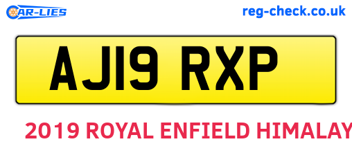 AJ19RXP are the vehicle registration plates.