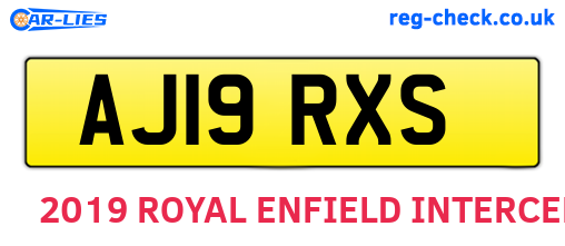 AJ19RXS are the vehicle registration plates.