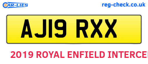 AJ19RXX are the vehicle registration plates.