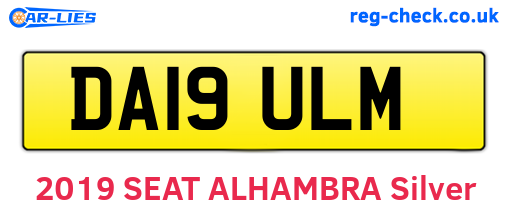 DA19ULM are the vehicle registration plates.