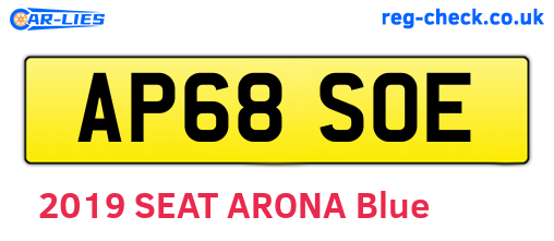 AP68SOE are the vehicle registration plates.