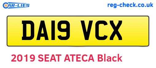 DA19VCX are the vehicle registration plates.