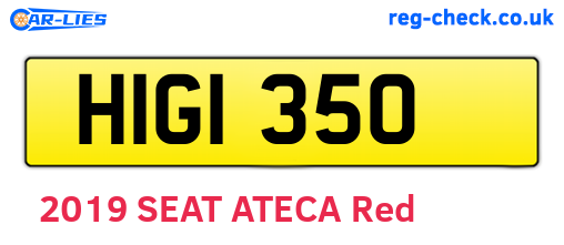 HIG1350 are the vehicle registration plates.