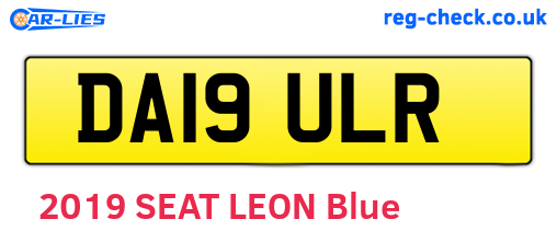 DA19ULR are the vehicle registration plates.