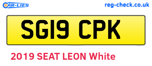 SG19CPK are the vehicle registration plates.
