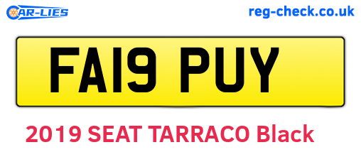FA19PUY are the vehicle registration plates.