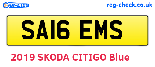 SA16EMS are the vehicle registration plates.