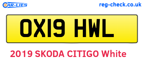 OX19HWL are the vehicle registration plates.