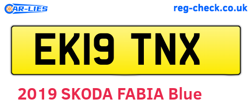 EK19TNX are the vehicle registration plates.