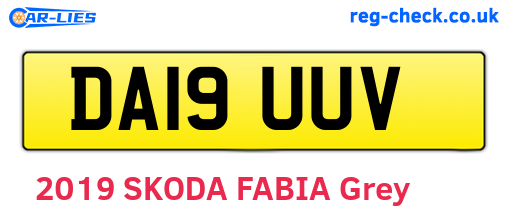 DA19UUV are the vehicle registration plates.
