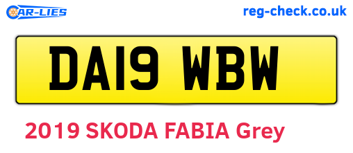 DA19WBW are the vehicle registration plates.