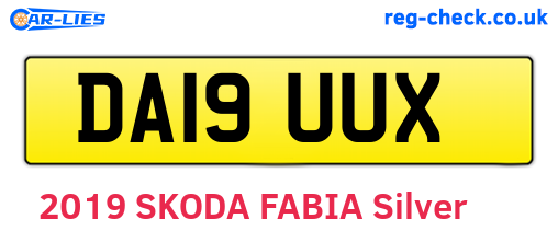 DA19UUX are the vehicle registration plates.