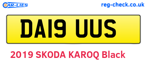 DA19UUS are the vehicle registration plates.