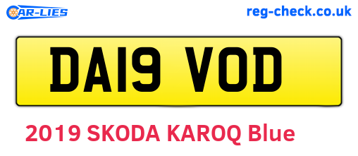 DA19VOD are the vehicle registration plates.
