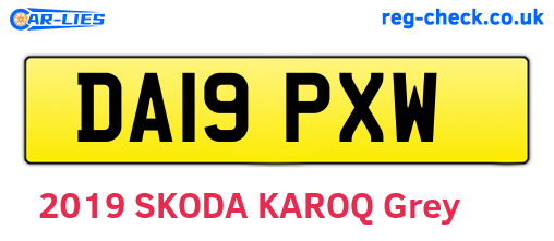 DA19PXW are the vehicle registration plates.