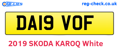 DA19VOF are the vehicle registration plates.