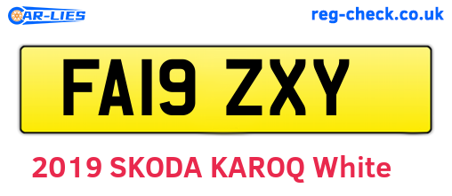 FA19ZXY are the vehicle registration plates.