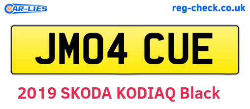 JM04CUE are the vehicle registration plates.