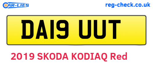 DA19UUT are the vehicle registration plates.