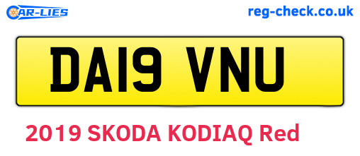 DA19VNU are the vehicle registration plates.