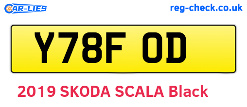Y78FOD are the vehicle registration plates.