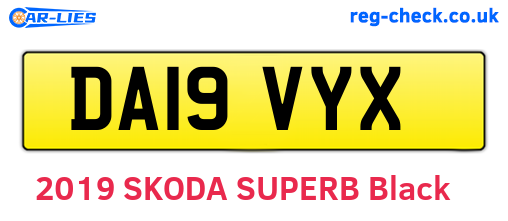DA19VYX are the vehicle registration plates.