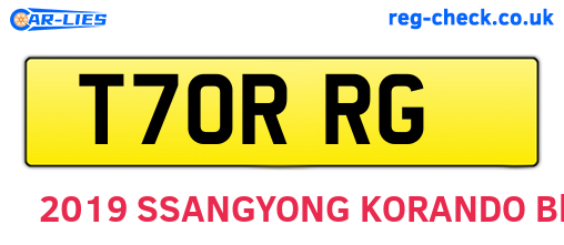 T70RRG are the vehicle registration plates.