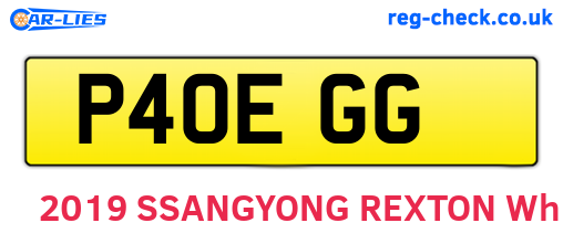 P40EGG are the vehicle registration plates.
