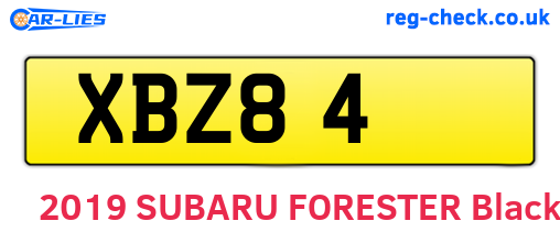 XBZ84 are the vehicle registration plates.