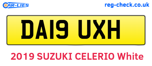 DA19UXH are the vehicle registration plates.