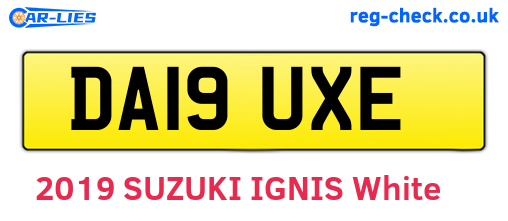 DA19UXE are the vehicle registration plates.