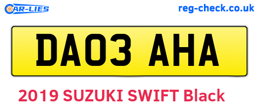 DA03AHA are the vehicle registration plates.