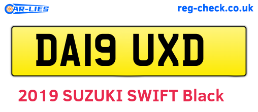 DA19UXD are the vehicle registration plates.