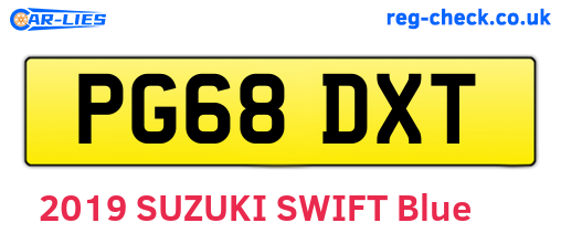 PG68DXT are the vehicle registration plates.