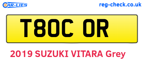 T80COR are the vehicle registration plates.