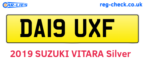 DA19UXF are the vehicle registration plates.
