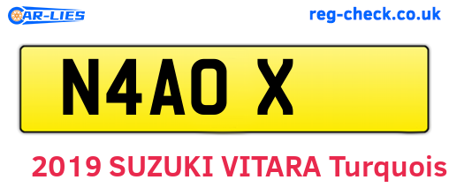 N4AOX are the vehicle registration plates.
