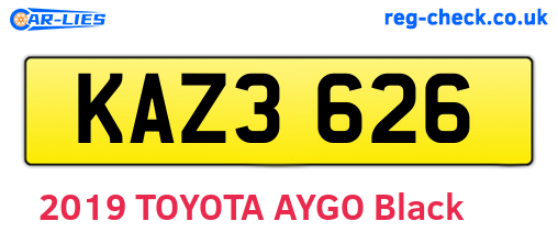 KAZ3626 are the vehicle registration plates.