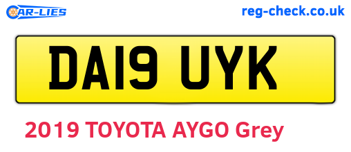 DA19UYK are the vehicle registration plates.