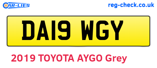 DA19WGY are the vehicle registration plates.