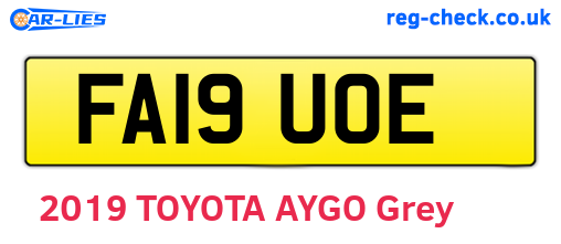 FA19UOE are the vehicle registration plates.