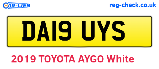 DA19UYS are the vehicle registration plates.