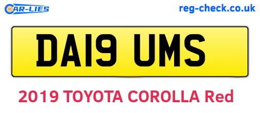 DA19UMS are the vehicle registration plates.