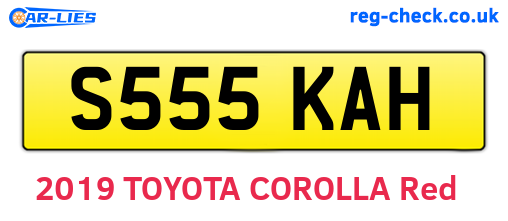 S555KAH are the vehicle registration plates.
