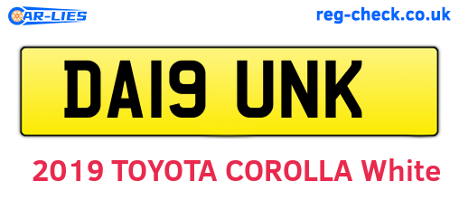 DA19UNK are the vehicle registration plates.