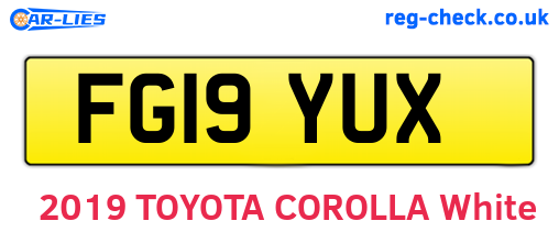 FG19YUX are the vehicle registration plates.