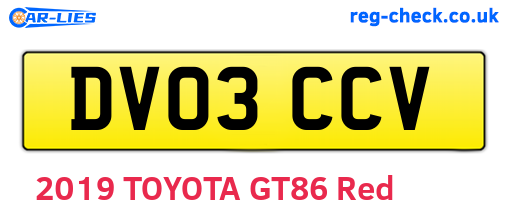 DV03CCV are the vehicle registration plates.